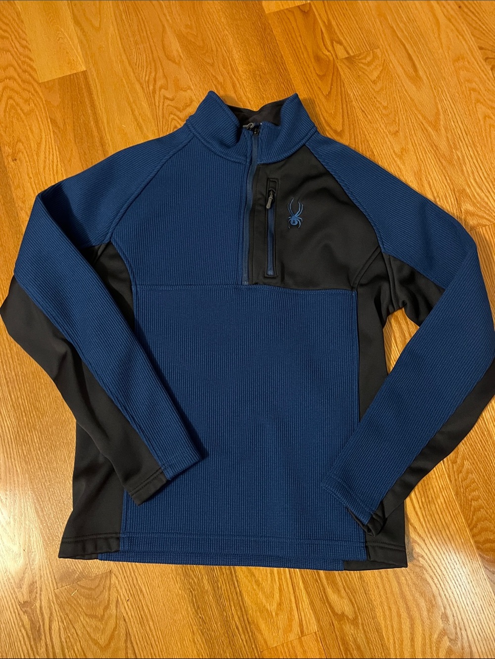 Spyder Men's Navy Blue and Black Half-Zip Performance Pullover